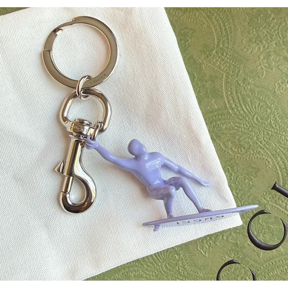Gucci Purple Surfer Keychain Ceramic‎ Varnish Ottone Silver Hardware 822123